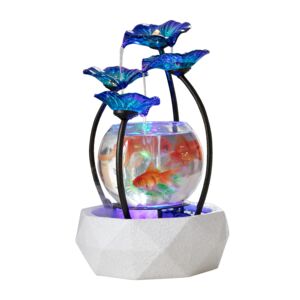 FOUNTAIN TABLETOP W/4 FLOWERS 27X27X42CM FOUNTAIN TABLETOP W/4 FLOWERS 27X27X42CM